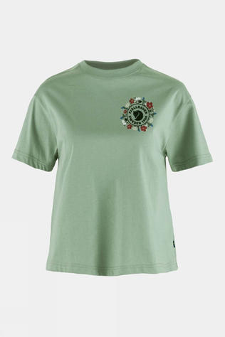 Fjallraven Womens Fjällblomster Logo T-Shirt Misty Green
