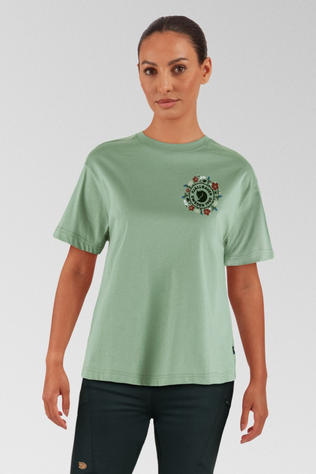 Fjallraven Womens Fjällblomster Logo T-Shirt Misty Green