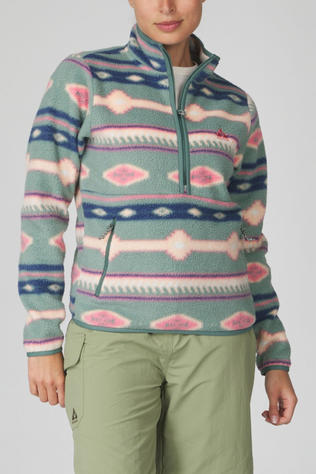 Ayacucho Womens Barrosa Printed Half Zip Fleece Sage Leaf Combo