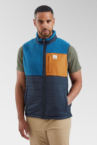 Passenger Mens Born Explorer Recycled Polar-Lined Sherpa Vest Blue Steel